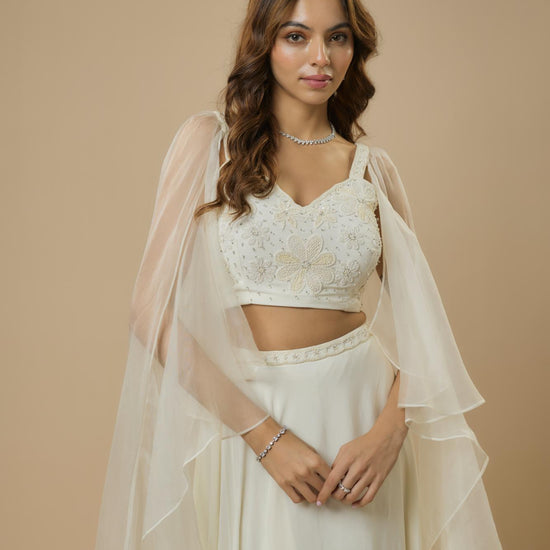 Ivory Embroidered Lehenga