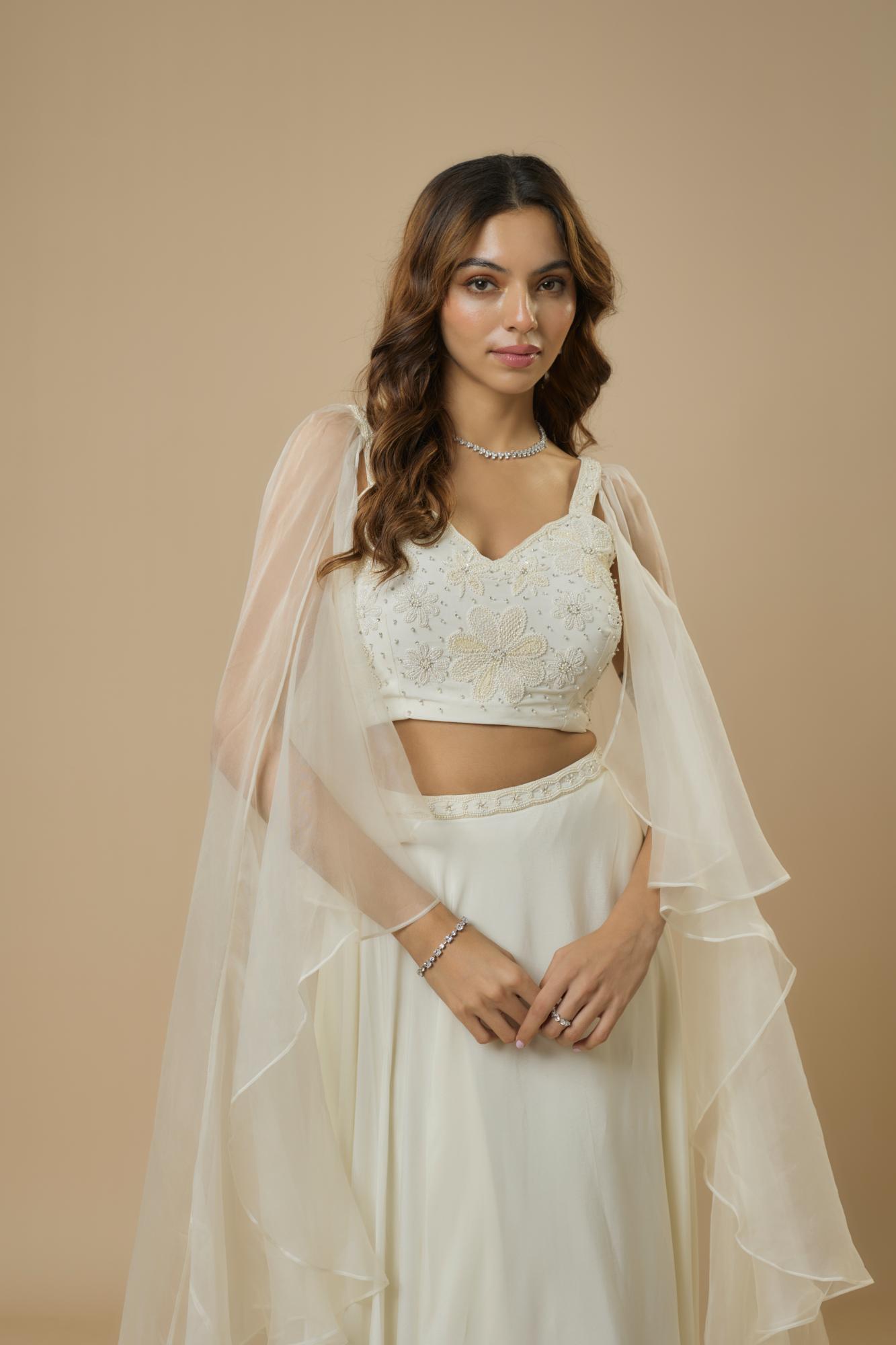 Ivory Embroidered Lehenga