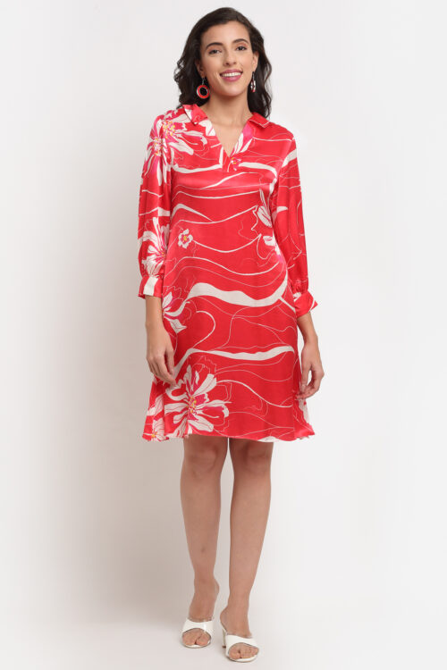 Red Wave Print Tunic