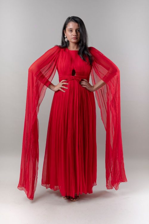 Red Pleated Gown