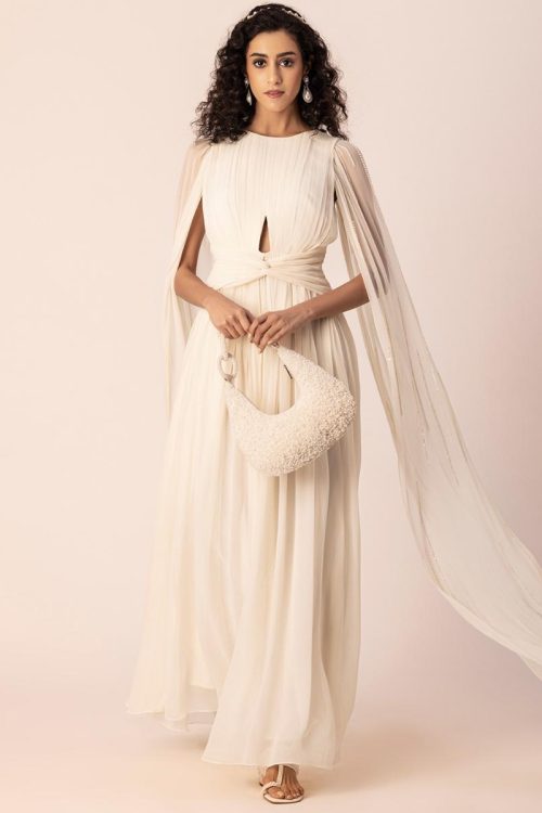 Ivory Pleated Gown